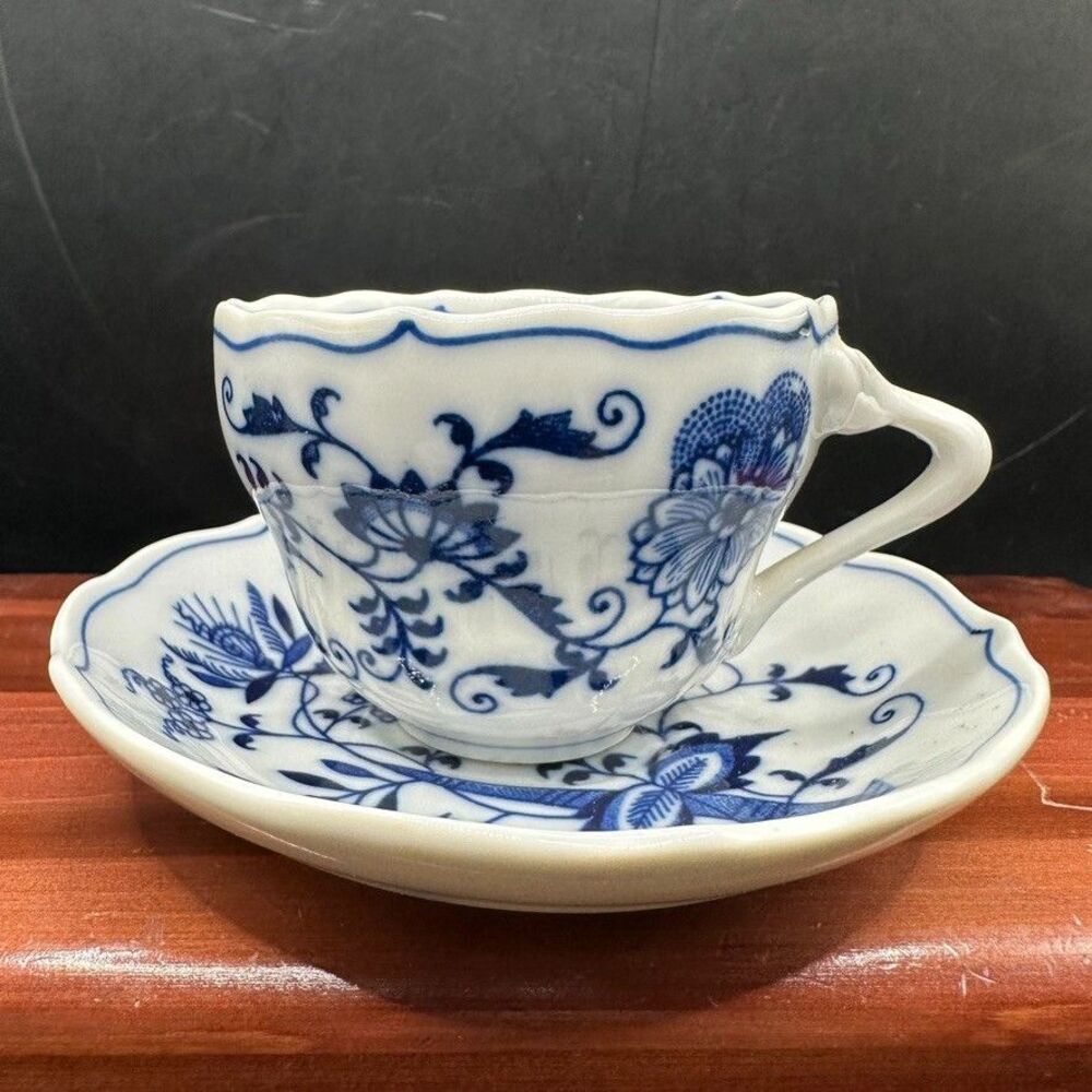 Blue Danube No 99/83 Blue Floral Japan Flat Demitasse Cup Saucer Great condition